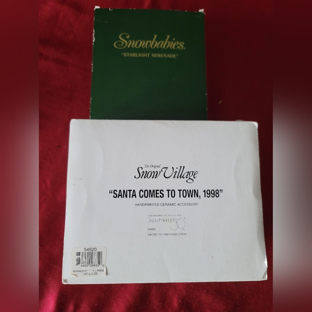 (2)  Snow Village Santa comes to town. Snowbabies  starlight  serenade. Pre-ow